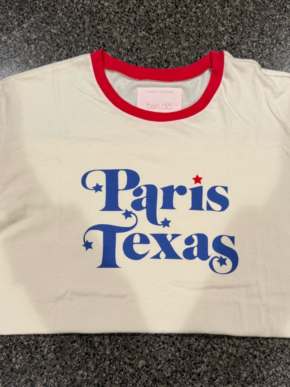 ban.do 'Paris Texas' Graphic Ringer Tee - Cream & Red - Picture 2 of 5